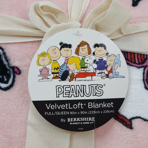 Peanuts Snoopy VelvetLoft Plush Blanket Full/Queen 90"x90" By Berkshire Hearts - Picture 3 of 9